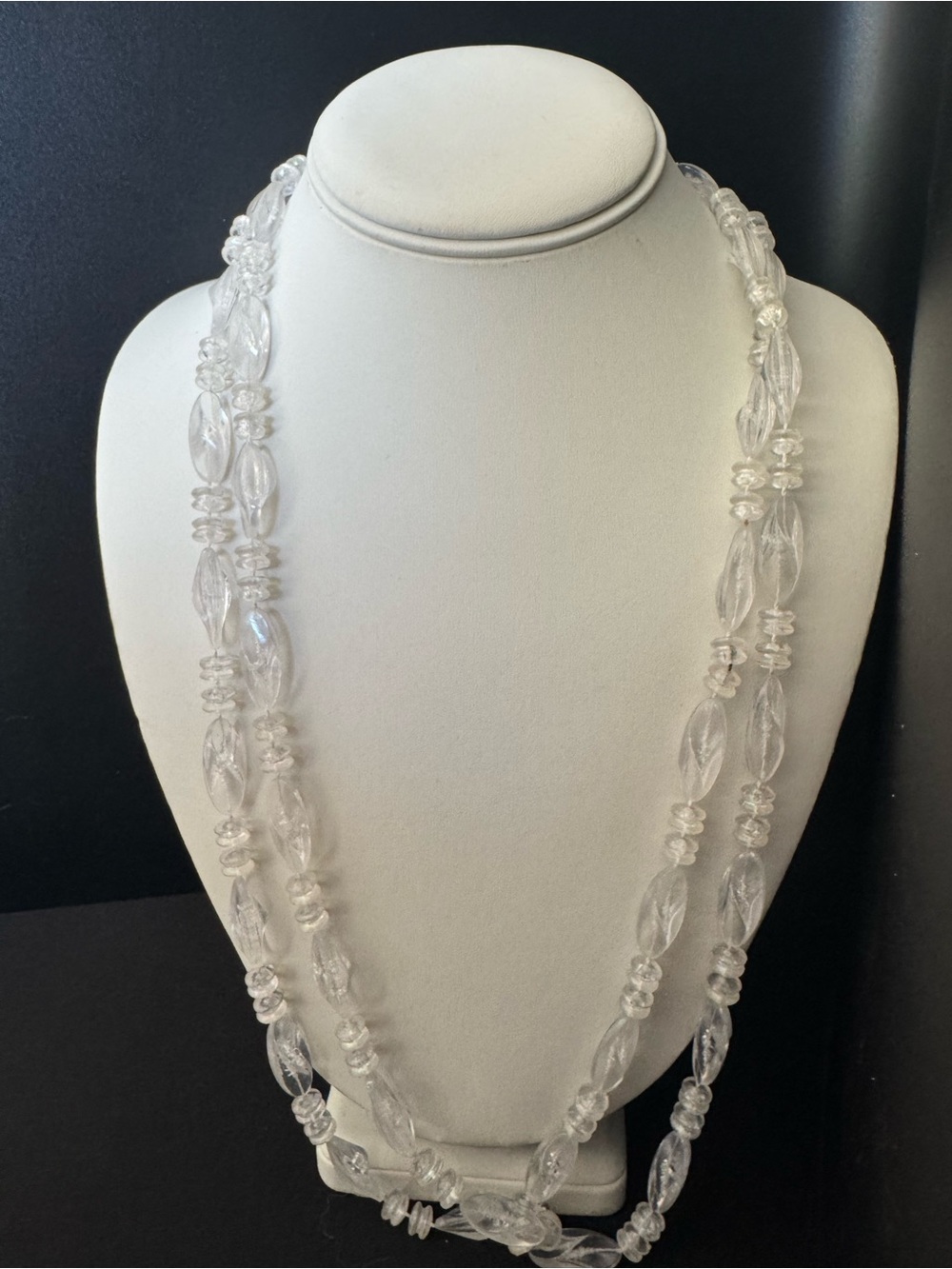 Vintage Clear Long Beaded Necklace Translucent Style Beads
